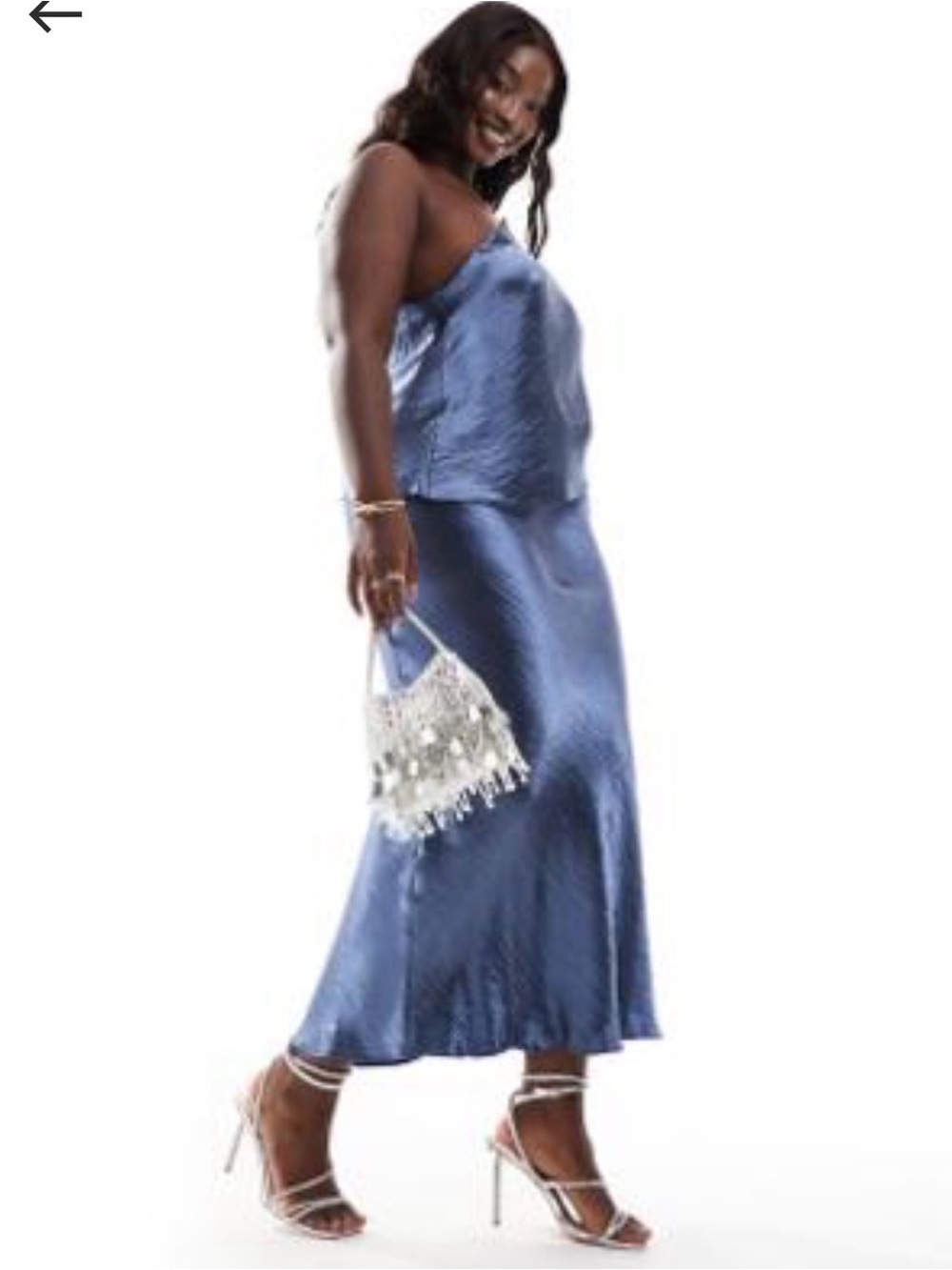 ASOS DESIGN curve satin bias maxi skirt in petrol blue